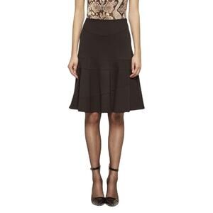 Altuzarra Black A-Line Tiered Flared Midi Knee Length Trumpet Skirt 2